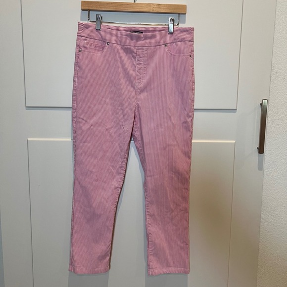Mario Serrani Italy Striped Pull On Pants Women's L/G Large Pink White - Picture 1 of 6